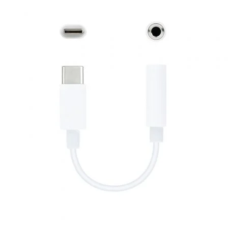 Nanocable Cable Adaptador de Audio USB-C Macho a Jack 3.5 Hembra, Blanco, 11 cm